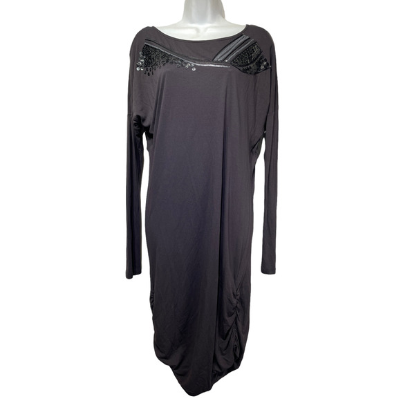 blacky dress berlin long sleeve sequins neckline detail ruched Women’s Size M - Picture 3 of 9